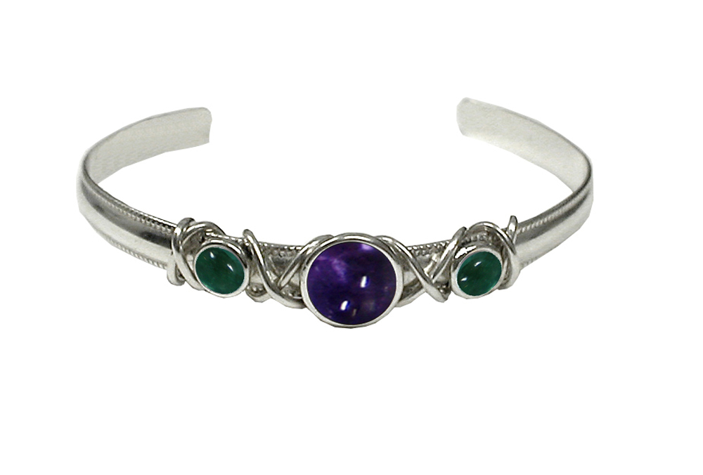 Sterling Silver Handmade Iolite And Fluorite Cuff Bracelet